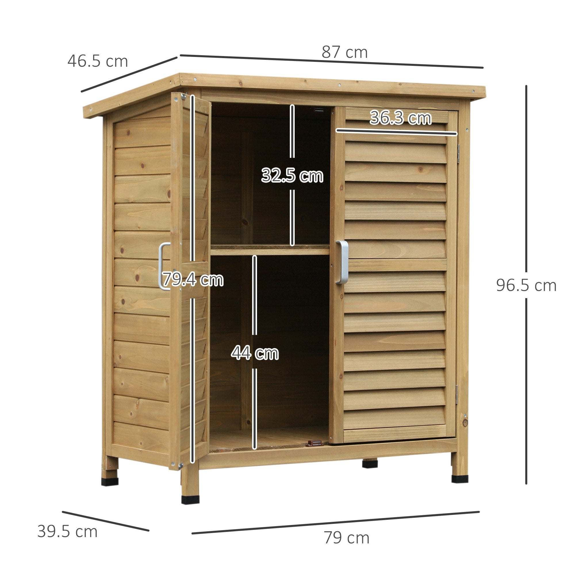 Solid Fir Wood Garden Storage Shed with Doors – Natural